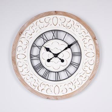 ESTHETI home Ρολόι Τοίχου Μεταλλικό/MDF Αντικέ Λευκό/Μαύρο/Φυσικό Φ60x4.5cm 753-10047